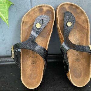 Pre-owned Birkenstock Gizeh in Black Sandals 38/7 Women’s